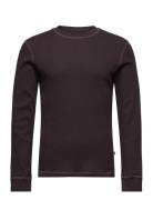 Wwemil Waffle Ls T-Shirt Tops T-Langærmet Skjorte Brown Double A By Wood Wood