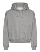 Boxy Midweight Zip Hoodie Tops Sweatshirts & Hoodies Hoodies Grey Weekday