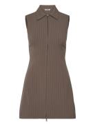 Zip Dress Kort Kjole Brown Weekday