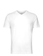 Slim Fit V-Neck T-Shirt 100% Cotton Tops T-Kortærmet Skjorte White Mango