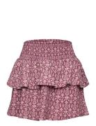 Printed Skirt With Ruffles Dresses & Skirts Skirts Short Skirts Pink Mango