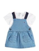 Denim Dungaree Dress Dresses & Skirts Dresses Casual Dresses Short-sleeved Casual Dresses Blue Tommy Hilfiger