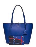 Faux-Leather Large Reversible Tote Bag Shopper Taske Blue Lauren Ralph Lauren