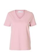 Slfessential Ss V-Neck Tee Noos Tops T-shirts & Tops Short-sleeved Pink Selected Femme