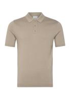 Knitted Supima Cotton Polo S/S Tops Polos Short-sleeved Beige Calvin Klein