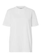 Slfrelax Colwoman Ss Mock Neck Tee Noos Tops T-shirts & Tops Short-sleeved White Selected Femme