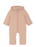 Pram Suit Ears Cot. Fleece Outerwear Fleece Outerwear Fleece Coveralls Pink Huttelihut