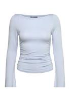 Soft Touch Boatneck Top Tops T-shirts & Tops Long-sleeved Blue Gina Tricot