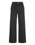 Low Waisted Relaxed Twill Trousers Bottoms Jeans Wide Black Monki