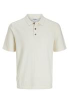 Jjeemil Knit Relaxed Polo Ss Sn Tops Polos Short-sleeved Cream Jack & J S