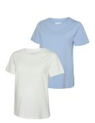 Mlmia Ss Jrs Top 2-P Tops T-shirts & Tops Short-sleeved White Mamalicious