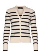 Striped Cotton-Blend Cardigan Tops Knitwear Cardigans Beige Lauren Ralph Lauren