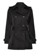 Double-Breasted Cotton-Blend Trench Coat Trenchcoat Frakke Black Lauren Ralph Lauren