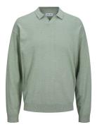 Jjcolin Slub Knit Polo Ls Tops Knitwear Long Sleeve Knitted Polos Green Jack & J S