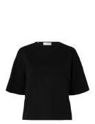 Slfpenny Ss Embroidered Tee Tops T-shirts & Tops Short-sleeved Black Selected Femme