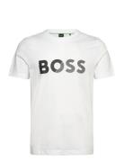 Tee Tape Logo Sport Men Men Sports Clothes Sport Tops Sport T-Skjorte White BOSS