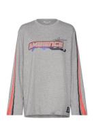 Printed Long-Sleeved Over D T-Shirt Dress Tops T-shirts & Tops Long-sleeved Grey Monki