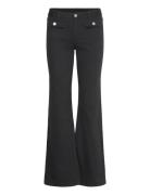 Low Waisted Bootcut Twill Trousers Bottoms Trousers Wide Leg Black Monki