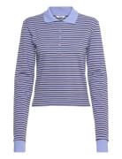 Long-Sleeved Polo Top Tops T-shirts & Tops Polos Blue Monki