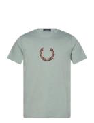 Textr Laurel Wreath Tee Tops T-Kortærmet Skjorte Blue Fred Perry