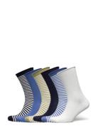 Striped Stretch Roll-Top Sock 6-Pack Lingerie Socks Regular Socks Blue Lauren Ralph Lauren