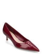 Kitten-Heel Pointed-Toe Shoes With Patent Leather Effect Shoes Heels Pumps Classic Red Mango