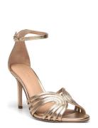 Allie Metallic Multistrap Sandal Sandal Med Hæl Gold Lauren Ralph Lauren