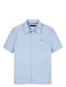 Stretch Oxford Shirt Ss Tops Shirts Short-sleeved Shirts Blue Tommy Hilfiger