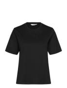 T Shirt Erica Basic Cotton Tops T-shirts & Tops Short-sleeved Black Lindex