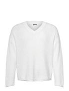 Boxy V-Neck Sweater Tops Knitwear V-necks White Weekday