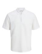 Jjeaustin Zip Polo Ss Noos Tops Polos Short-sleeved White Jack & J S