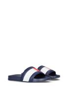 Kids Flag Print Pool Slide Shoes Summer Shoes Pool Sliders Blue Tommy Hilfiger