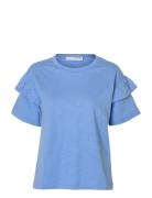 Slfrylie Ss Florence Tee M Noos Tops T-shirts & Tops Short-sleeved Blue Selected Femme