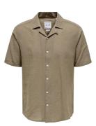 Onscaiden Ss Solid Resort Linen Shirt Tops Shirts Short-sleeved Green ONLY & SONS