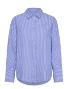 Linen Blend Shirt Tops Shirts Linen Shirts Blue Gina Tricot