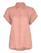 Relaxed Fit Linen Short-Sleeve Shirt Tops Shirts Short-sleeved Pink Lauren Ralph Lauren