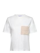 Short-Sleeved T-Shirt With Crochet Pocket Tops T-shirts & Tops Short-sleeved White Mango