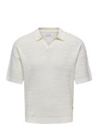 Onsthiago Ds 7 Ss Resort Crochet Polo Tops Knitwear Short Sleeve Knitted Polos Cream ONLY & SONS