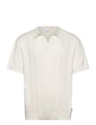 Knitted S/S Polo Tops Knitwear Short Sleeve Knitted Polos White Lindbergh