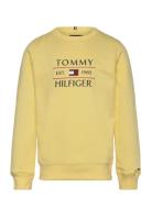Tommy Flag Hilfiger Sweatshirt Tops Sweatshirts & Hoodies Sweatshirts Yellow Tommy Hilfiger
