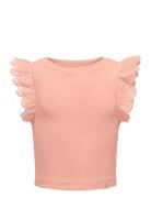 Kmgdrea Liife S/L Detail-Top Jrs Tops T-shirts Sleeveless Coral Kids Only