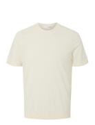 Slhtray Ss Knit Merino Crew Neck Tops T-Kortærmet Skjorte Cream Selected