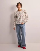 Pieces - Blomstret - Pcminna Ls Back Button Top Pa