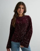 Pieces - Rød - Pckam Ls Deep Back Bow Top Bc