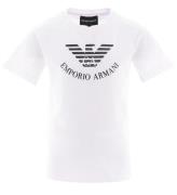 Emporio Armani T-shirt - Hvid/Sort m. Glimmer