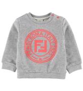 Fendi Sweatshirt - GrÃ¥meleret m. Neonpink/Logo
