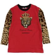 Dolce & Gabbana Bluse - Animal - RÃ¸d/Leopard