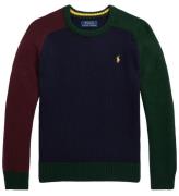 Polo Ralph Lauren Bluse - Uld - Navy m. MÃ¸rkegrÃ¸n/Bordeaux