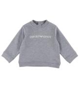 Emporio Armani Sweatshirt - GrÃ¥meleret m. Hvid