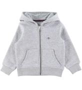 GANT Cardigan - Shield Zip - Light Grey Melange